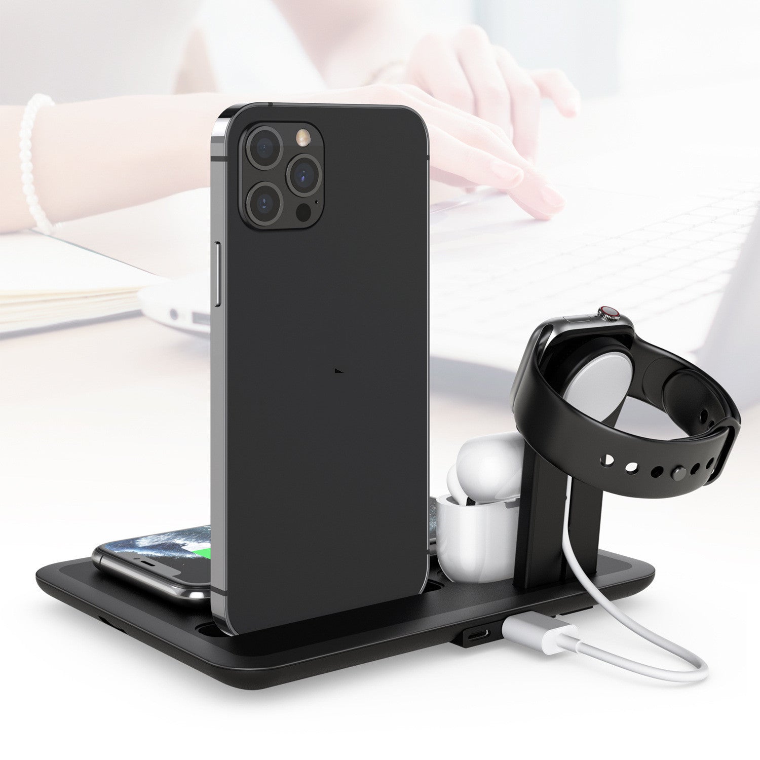 Wireless Phone Charger Watch Headphone Bracket Desktop, 4 in 1