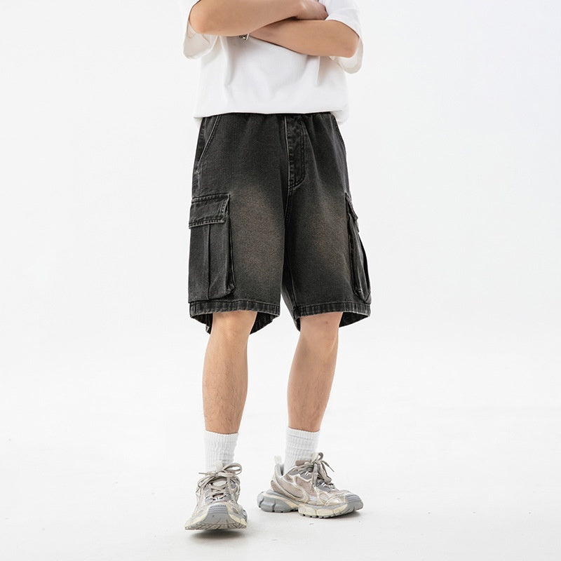 Summer New Loose Side Three-dimensional Large Pocket Leisure Fifth Pants