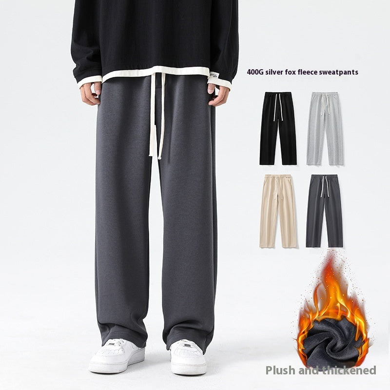 Autumn And Winter Velvet Padded Casual Pants Loose Straight for men