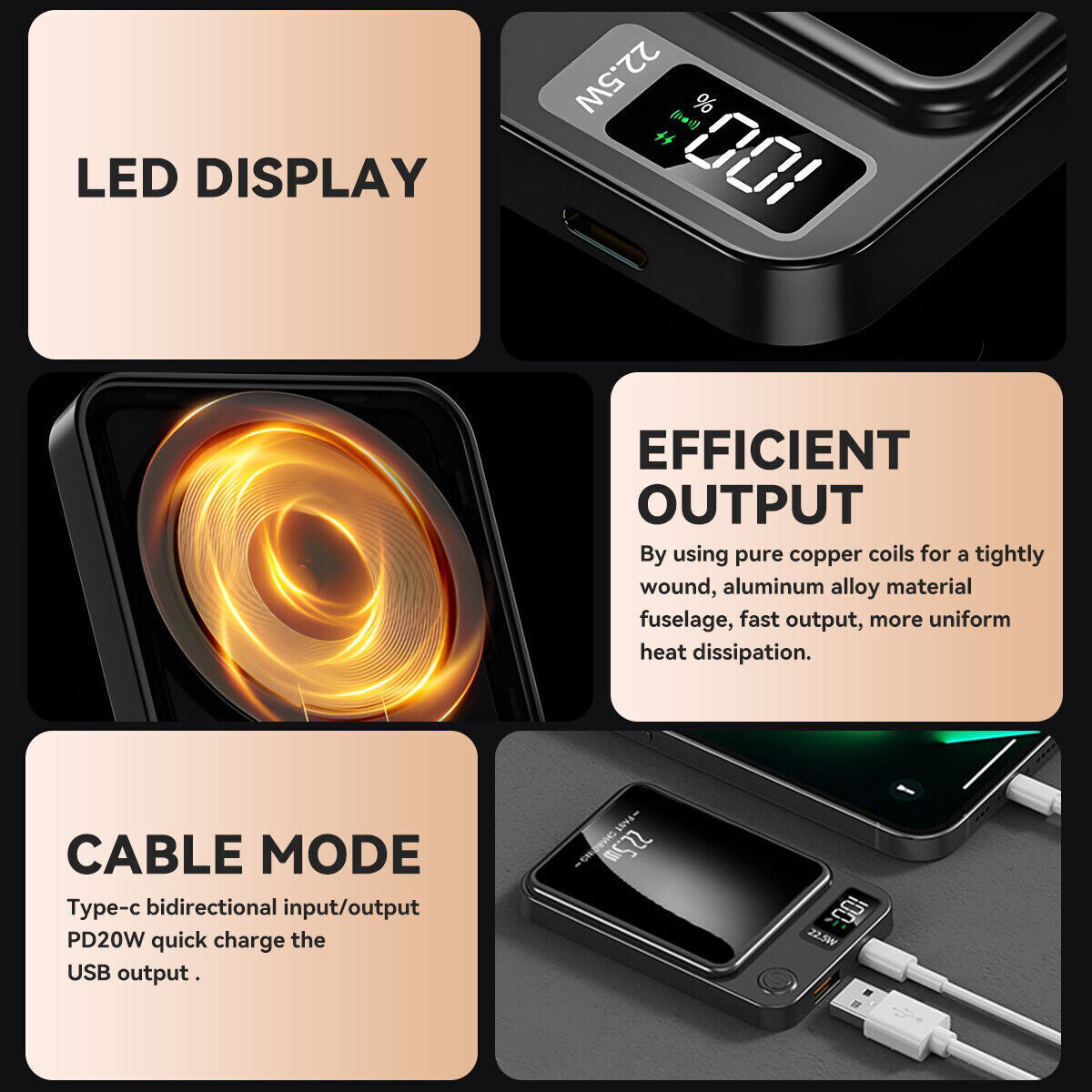 Magnetic Wireless Power Bank 12000mAh For Magsafe Battery Pack For Phone 14 13