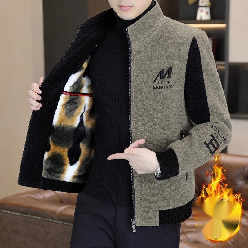 Fleece Jacket Men's Casual Stand Collar Coat