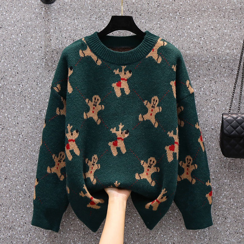 Christmas Red and green sweater Oversize Loose Bottoming for unisex