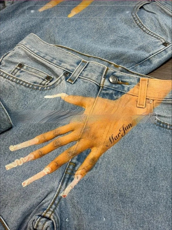 Printed Fashion Jeans Personalized Fingers for men