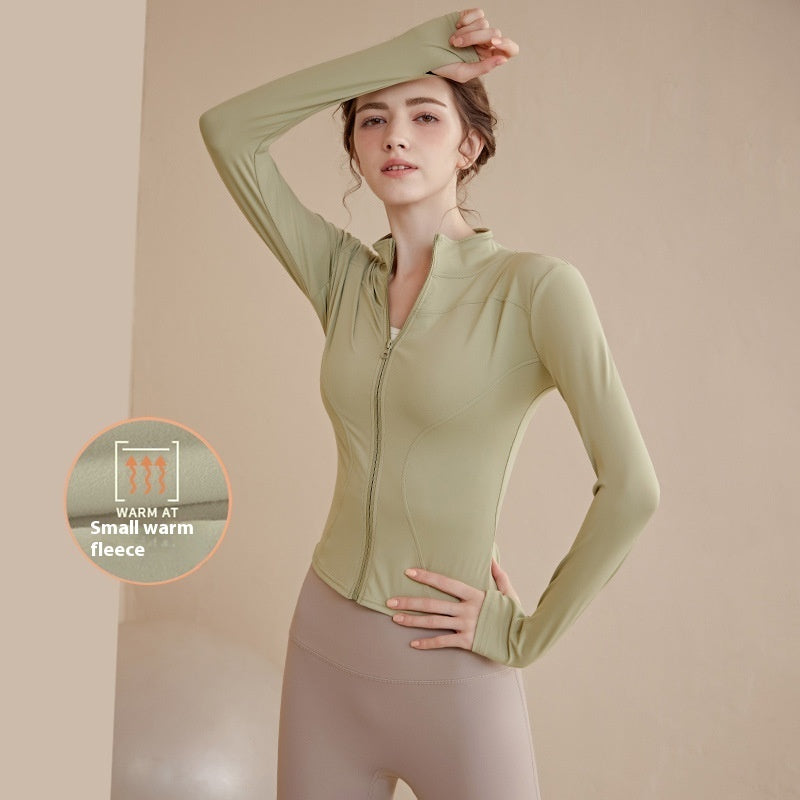 Fleece-lined Stand Collar Top Sports Coat for Women