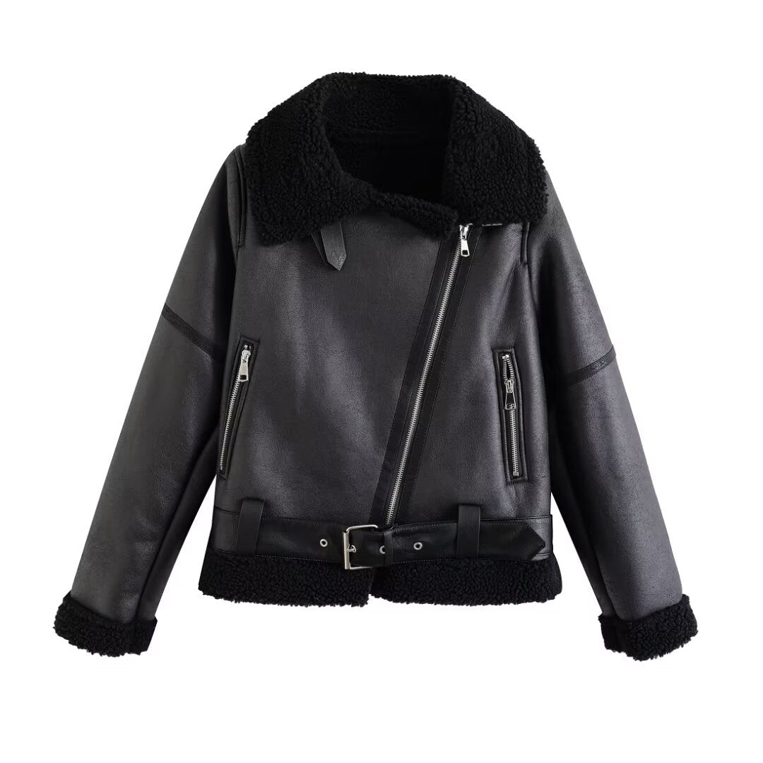 Women's Biker-style Cropped Casual Jacket