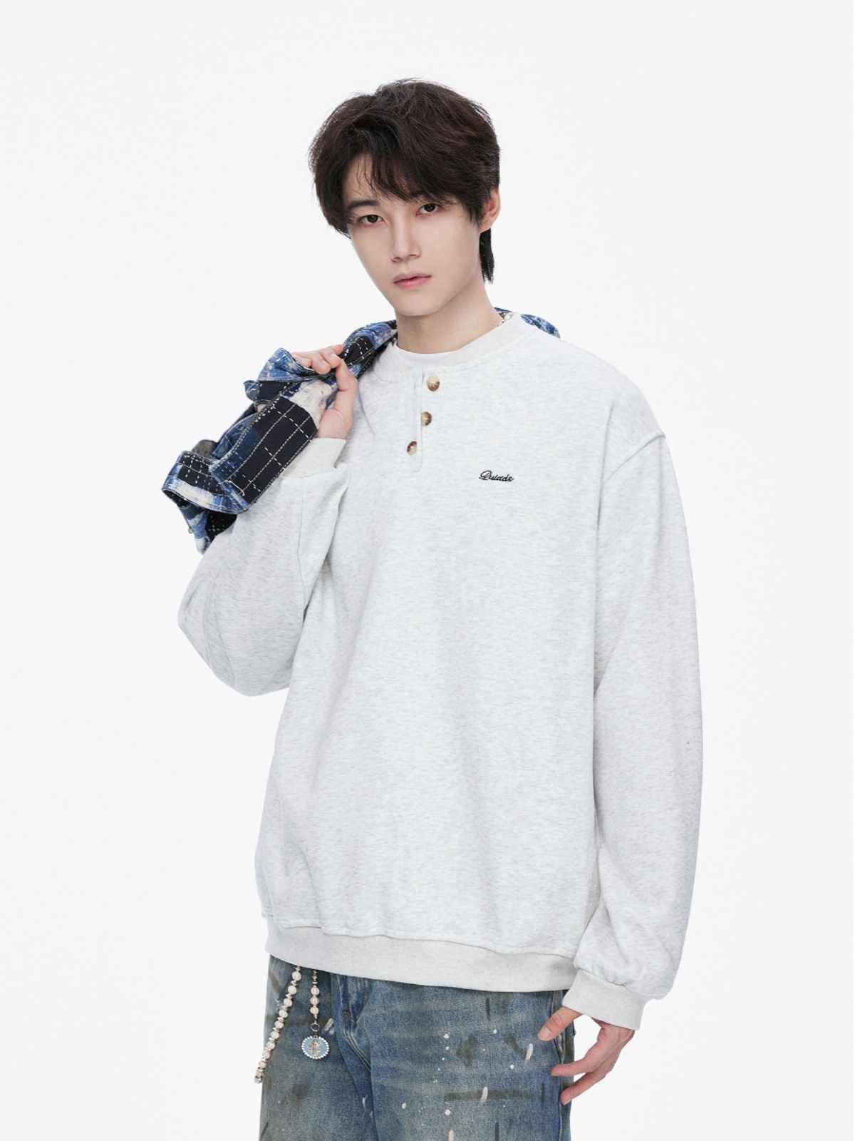 Henry Collar Sweater Men's Loose Pullover Coat