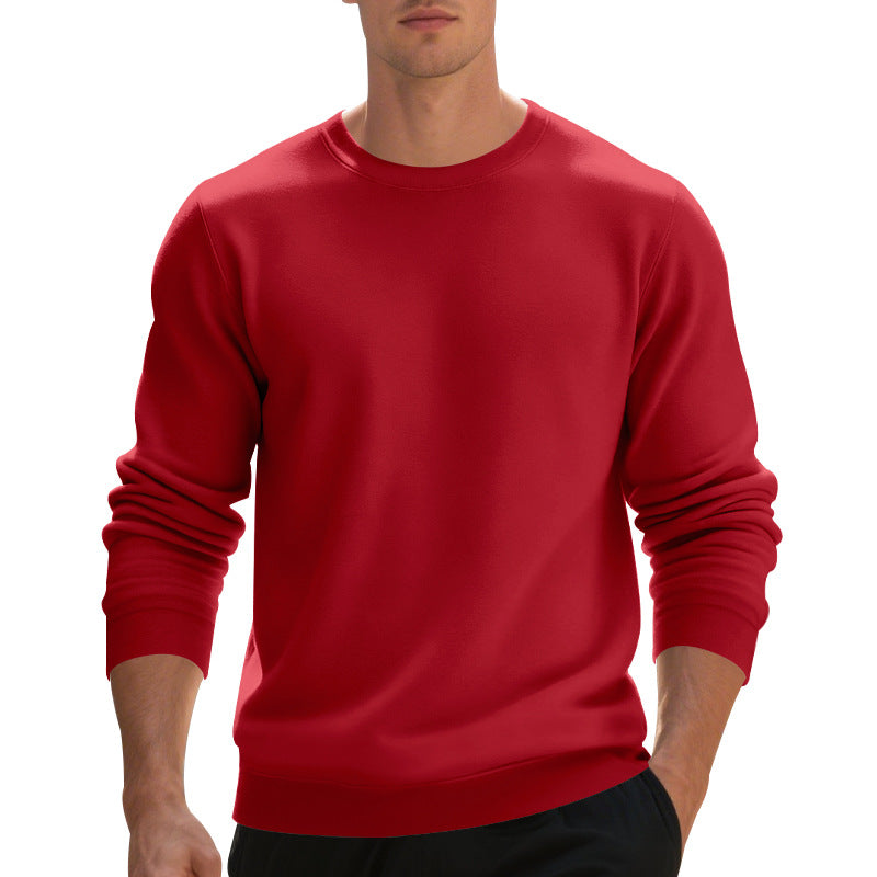 Fleece-lined Crew Neck Sweater Male Loose Casual Top for men