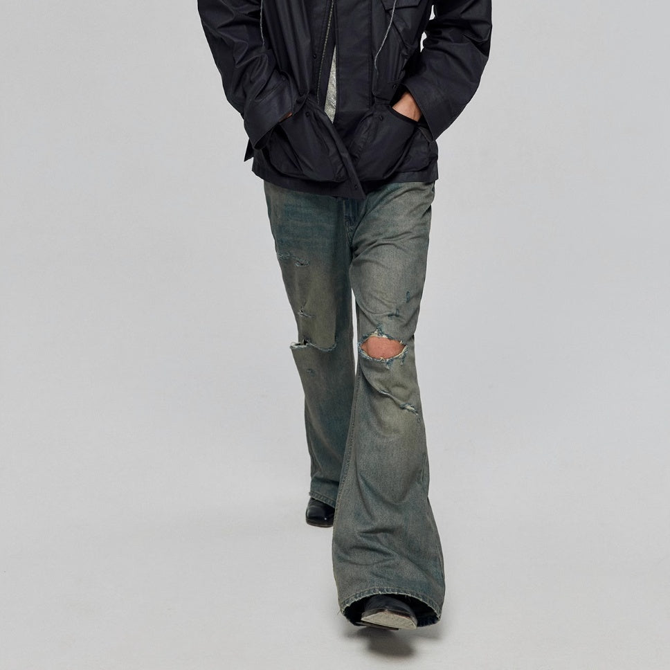 Cotton Retro Make Old Ripped Loose Micro-flared Trousers Jeans