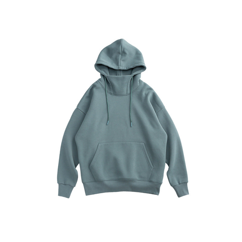 unisex stand-up collar oversize drop shoulder hoodie
