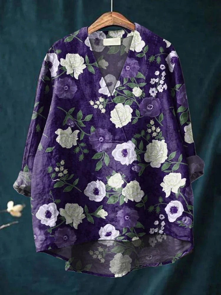 Fashion Digital Printing Large Wide V-neck Top