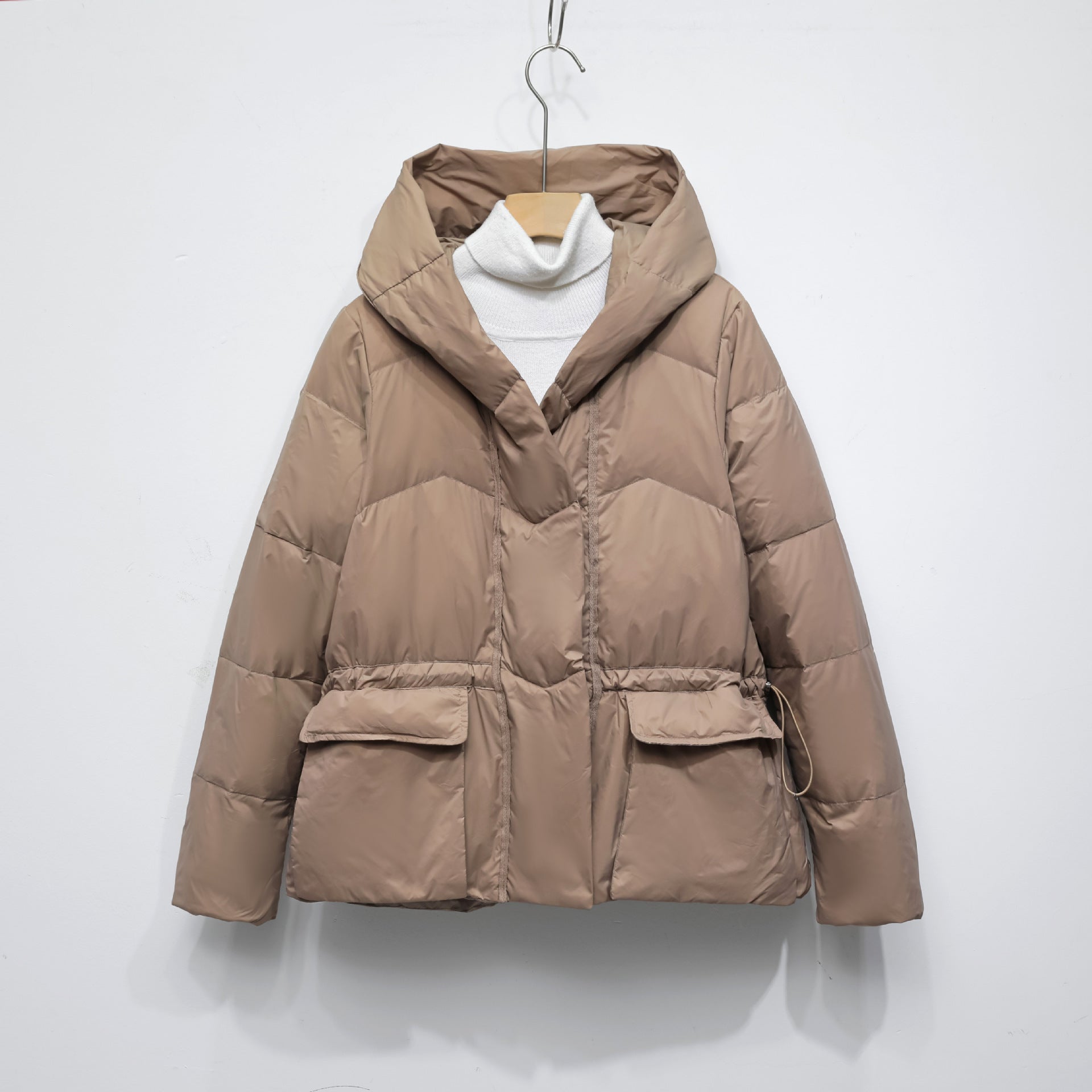 Women's Solid Color Hooded Thick Short Down Jacket