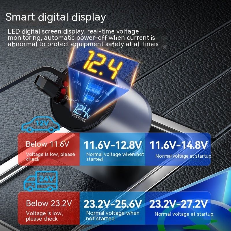 Fashion Simple 100W Car Phone Charger, 4 in 1 charger