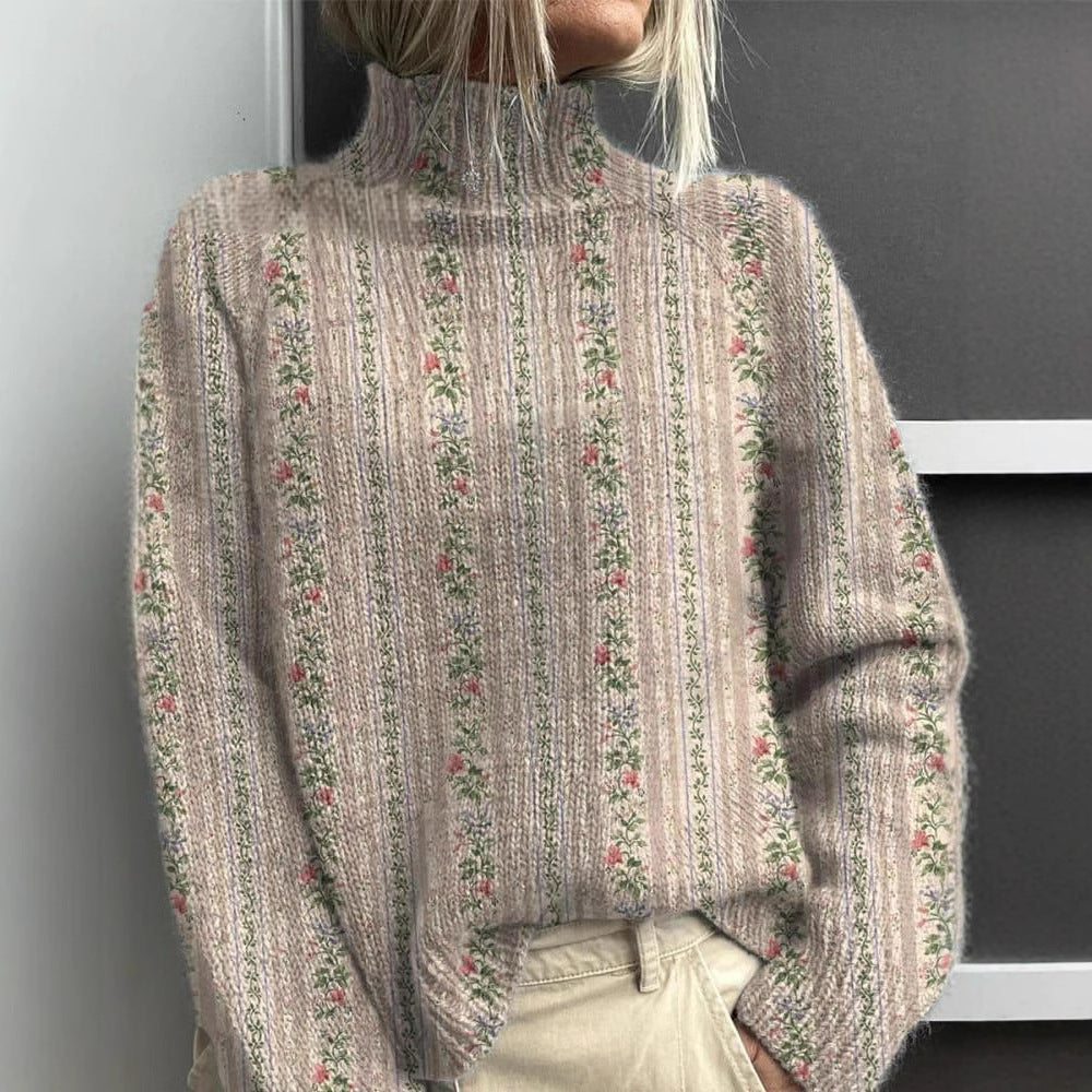 Autumn Winter Christmas Long-Sleeve Turtleneck Hoodie with Lapel Collar