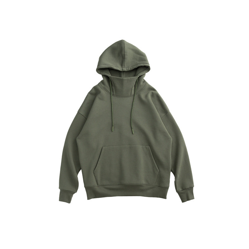unisex stand-up collar oversize drop shoulder hoodie