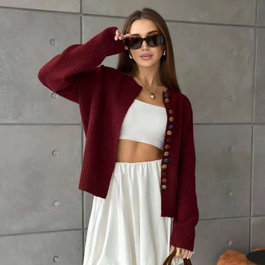 New Colorful-button Knitted Cardigan FallWinter 2025 New Arrival