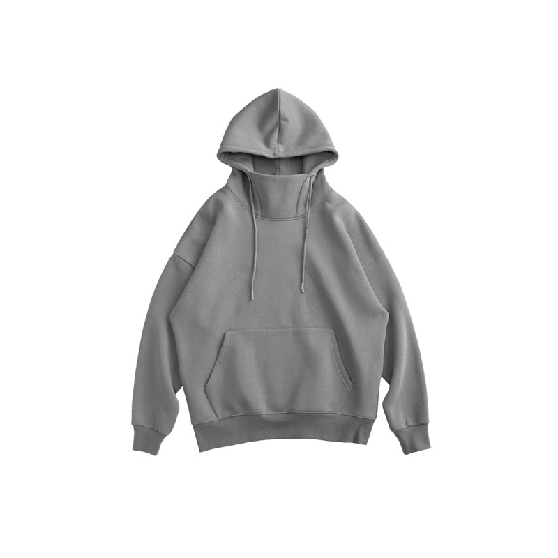 unisex stand-up collar oversize drop shoulder hoodie