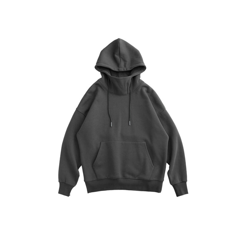 unisex stand-up collar oversize drop shoulder hoodie