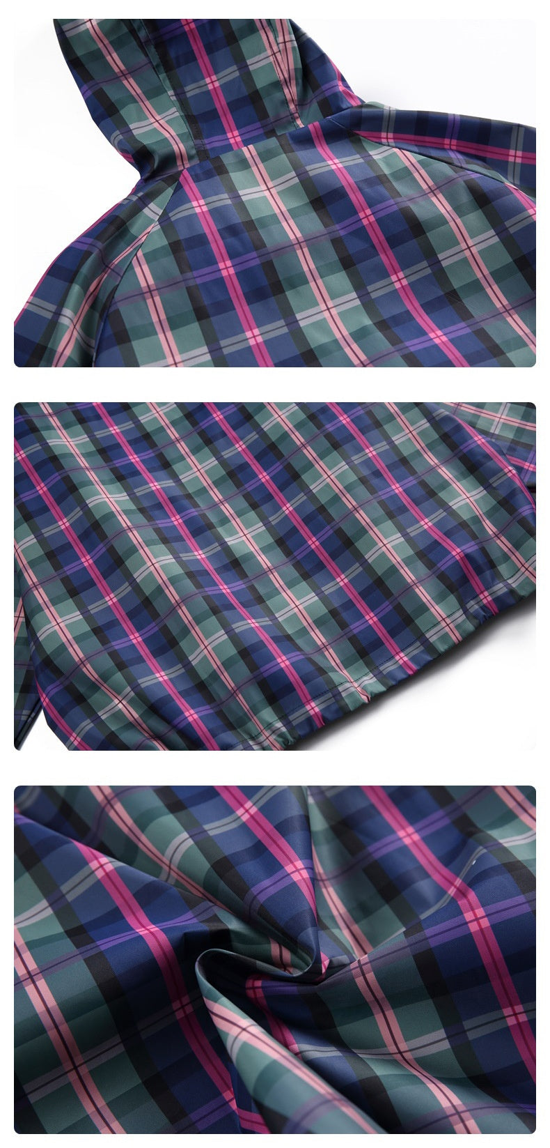 Unisex Style Casual Plaid Hooded Oversize Jacket