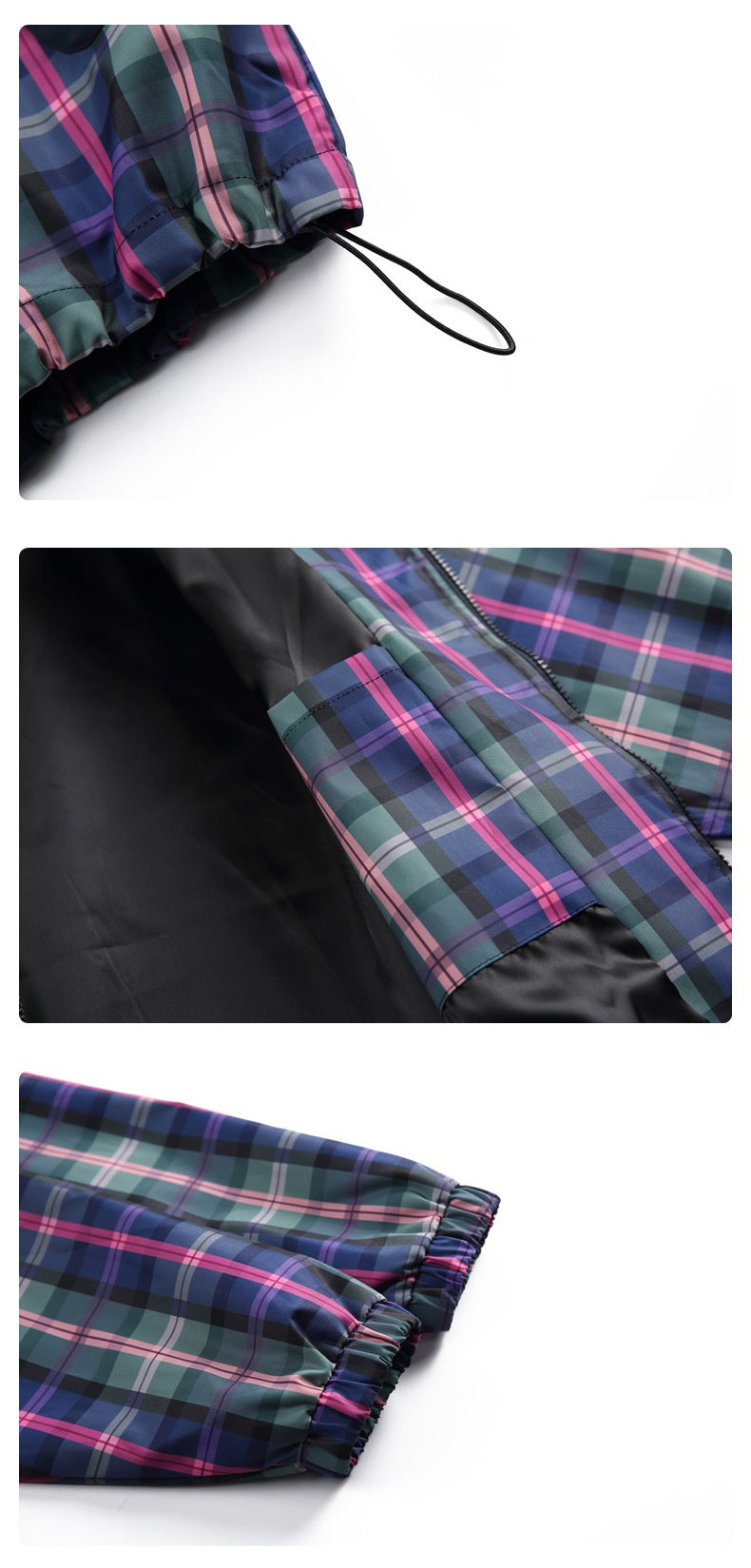 Unisex Style Casual Plaid Hooded Oversize Jacket