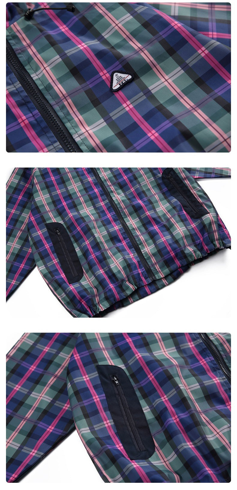 Unisex Style Casual Plaid Hooded Oversize Jacket