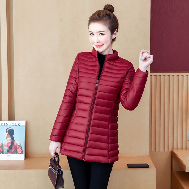 Plus-size Lightweight Slim-fit Mid-length Cotton Jacket
