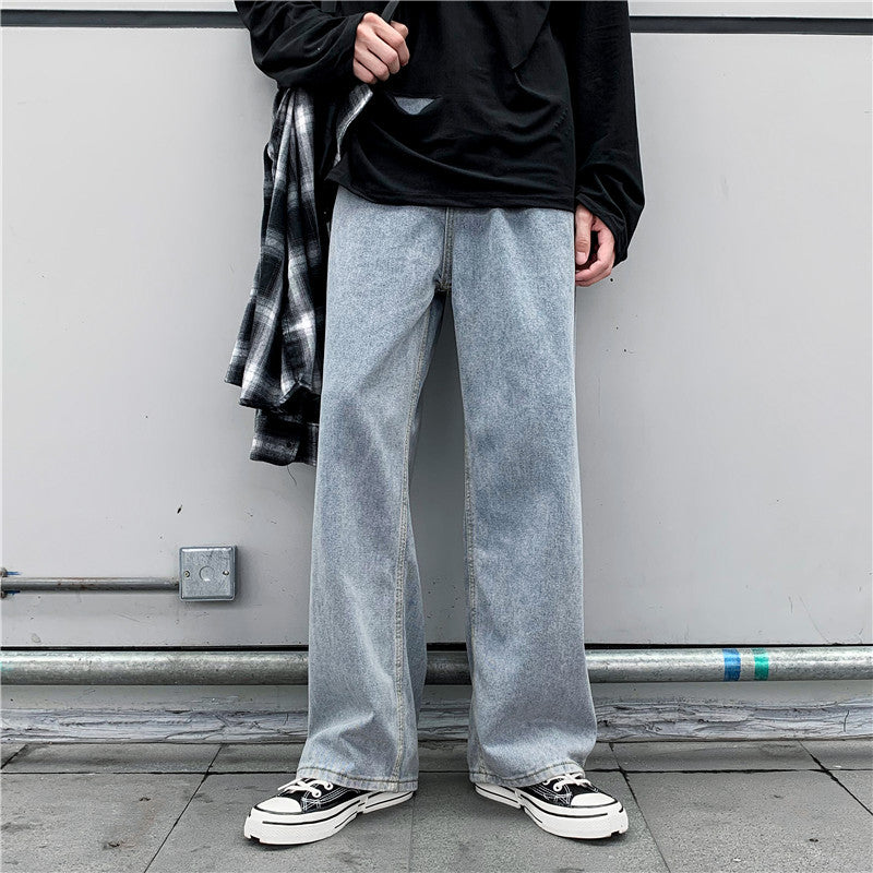 Denim Trousers Men's Korean-style Straight Loose Teen
