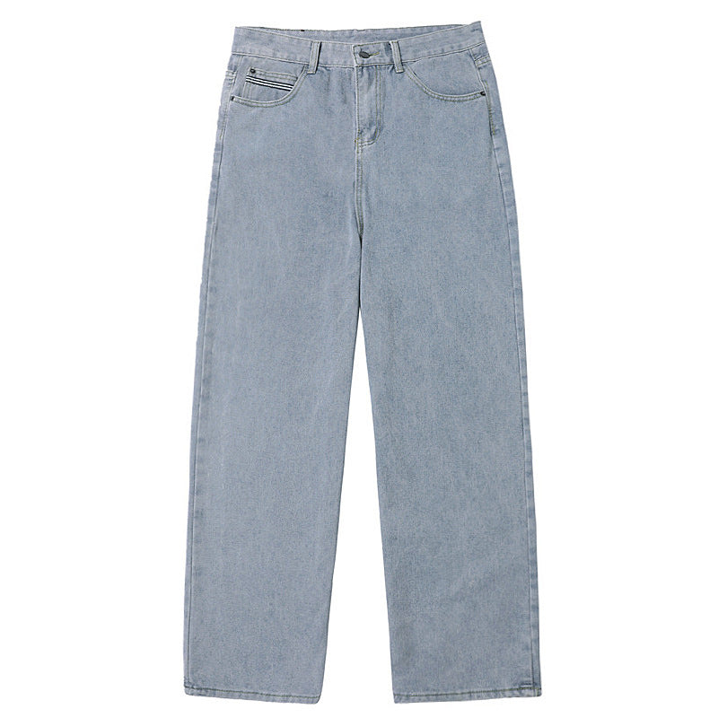 Denim Trousers Men's Korean-style Straight Loose Teen