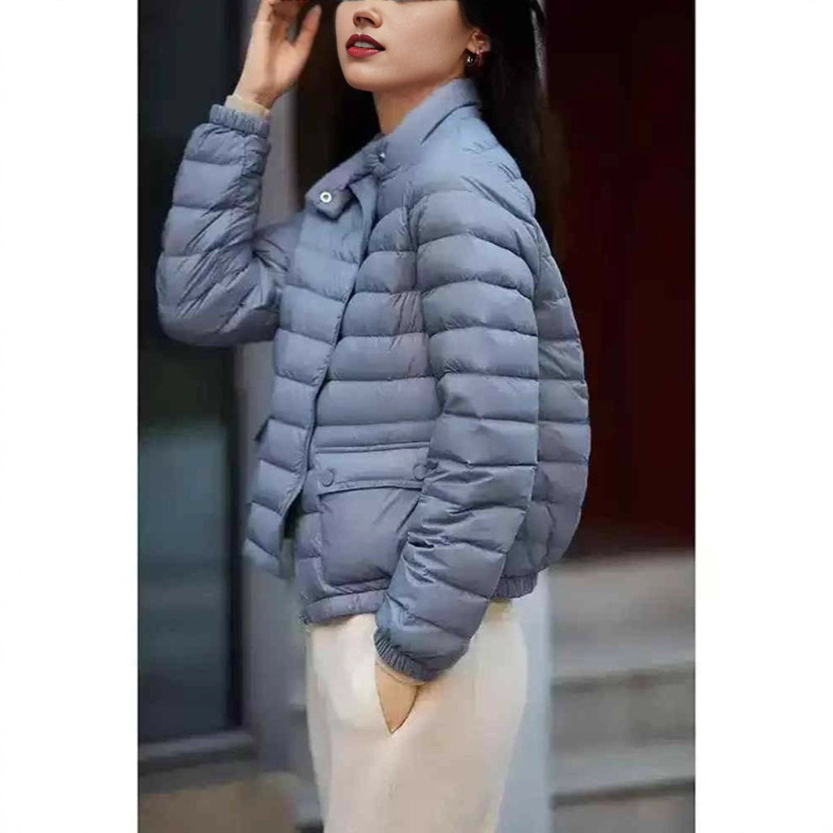 Autumn And Winter New Stand-up Collar Petite Fashion White Duck Short Lightweight Women's Jacket