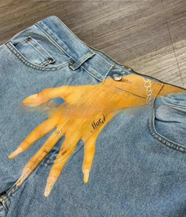 Printed Fashion Jeans Personalized Fingers for men