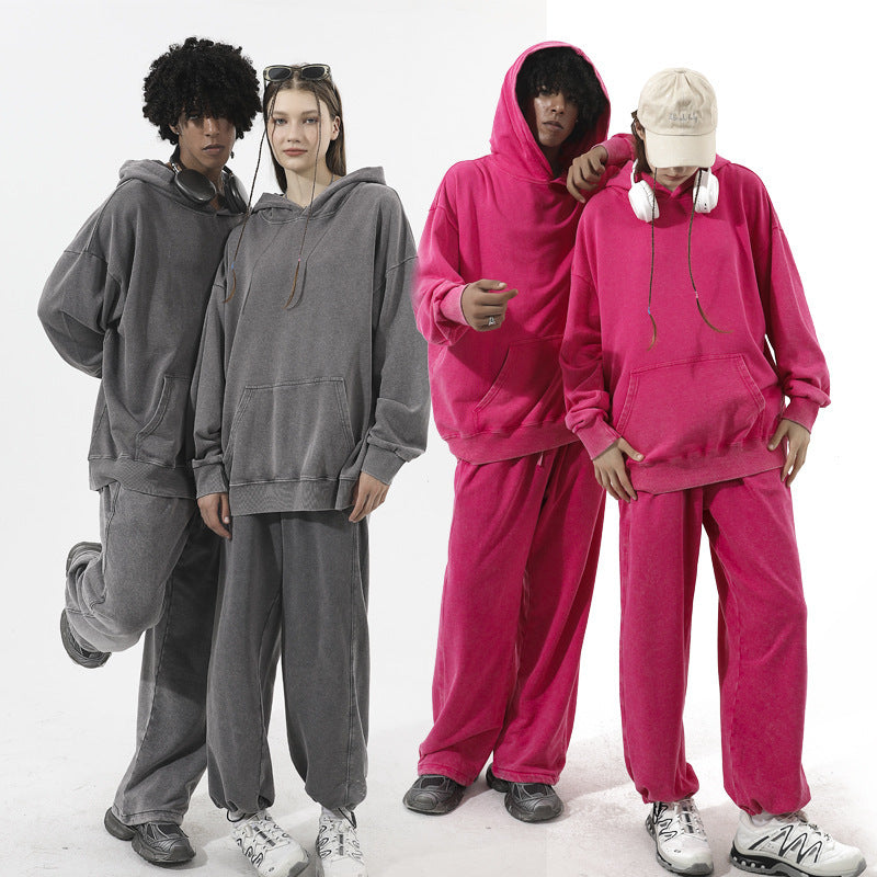 European And American Washed Hoodie Loose Outfit