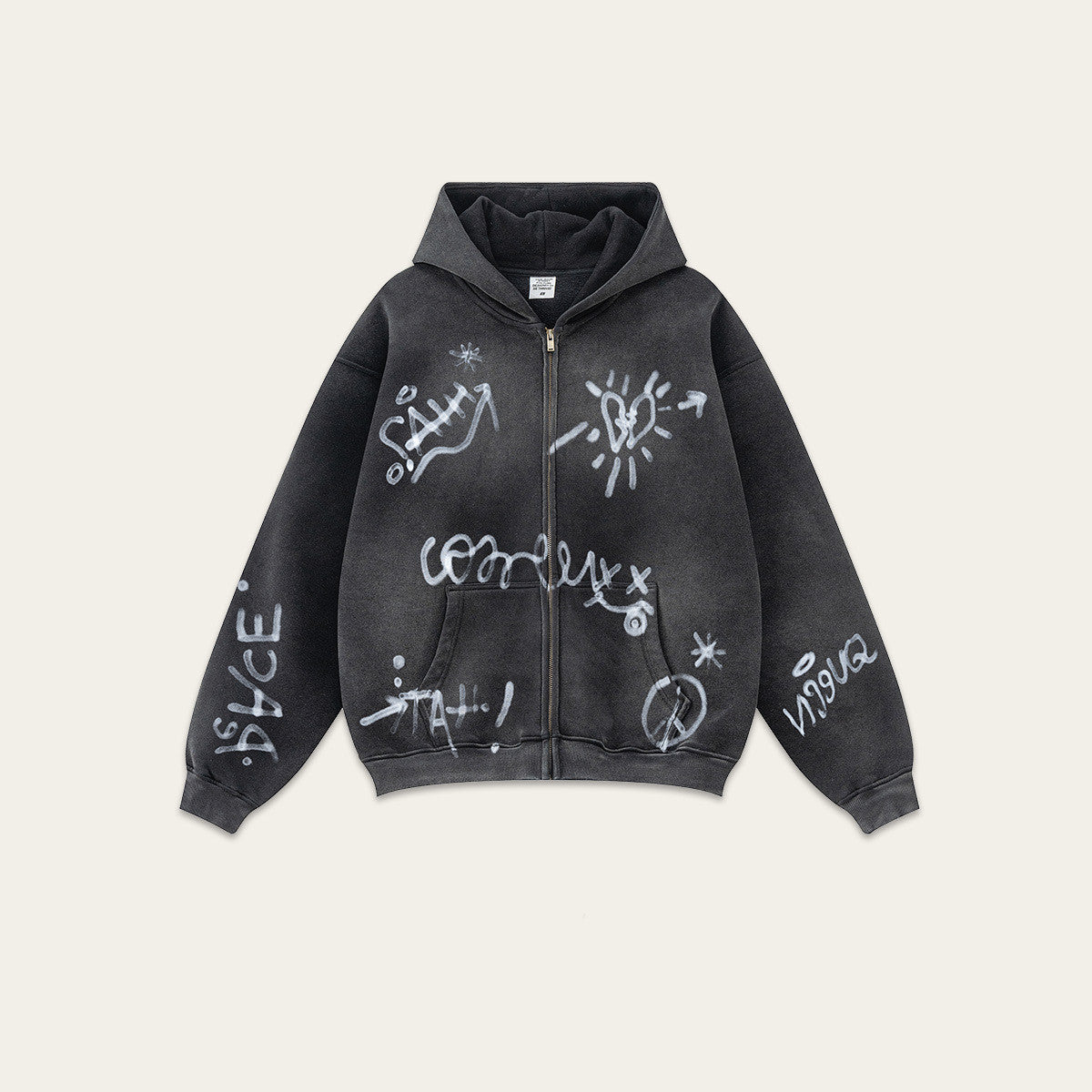 Retro High-grade Graffiti Long-sleeved Knitted Cardigan