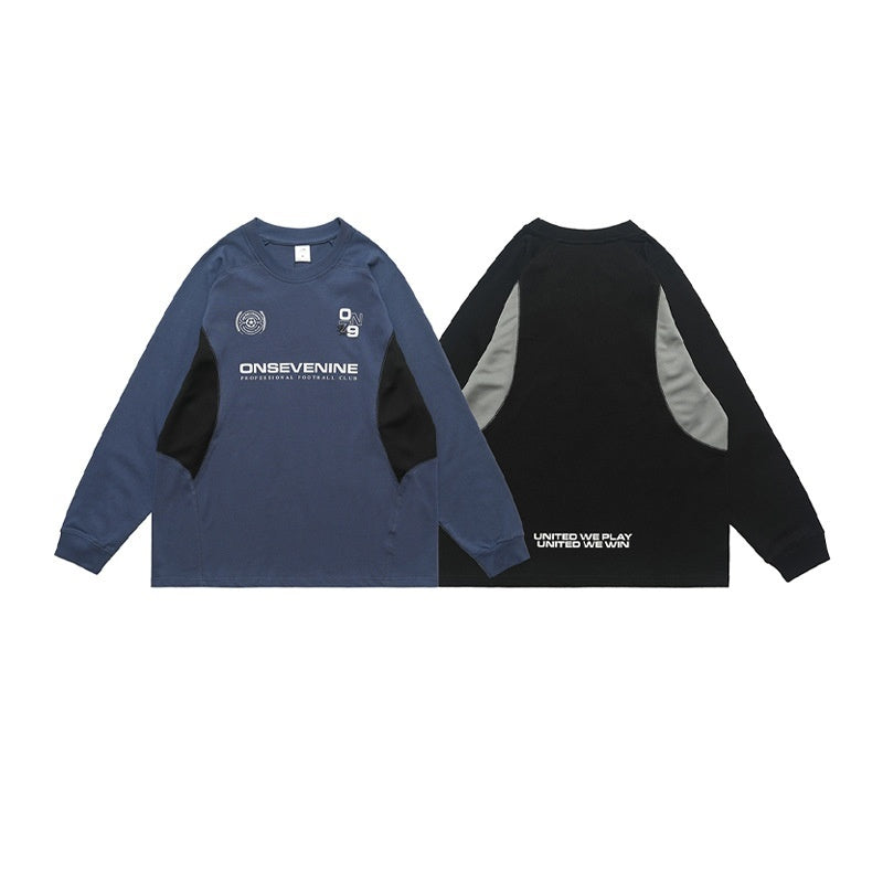 Retro Raglan Stitching Design Long-sleeved T-shirt Men Autumn Winter Coat