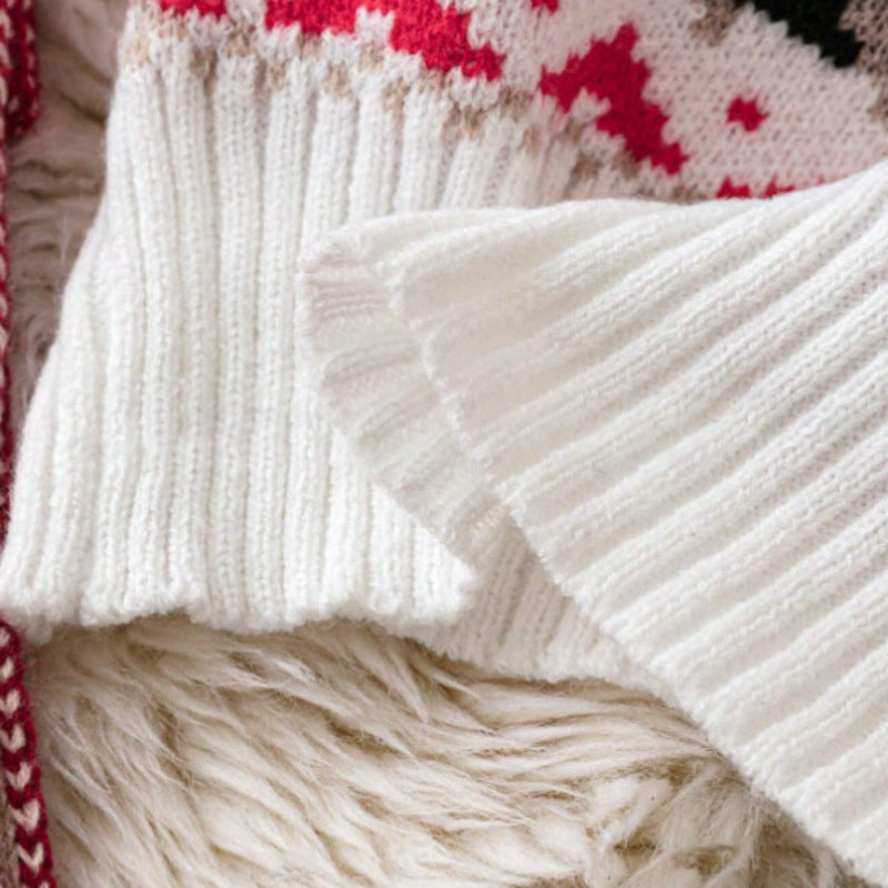 Single-breasted Knitted Cardigan Jacquard Christmas Sweater