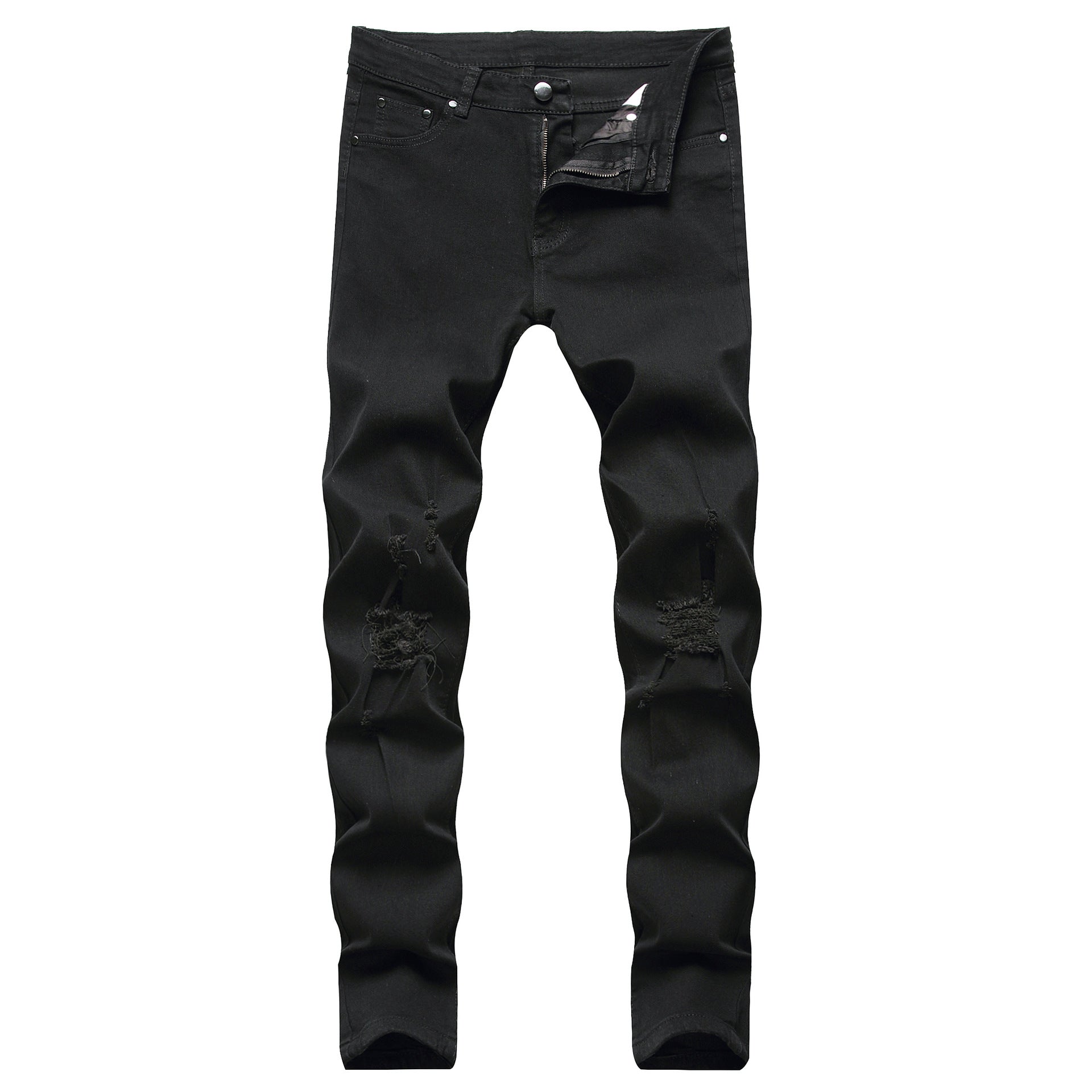 High Elastic Ripped Slim Jeans for men
