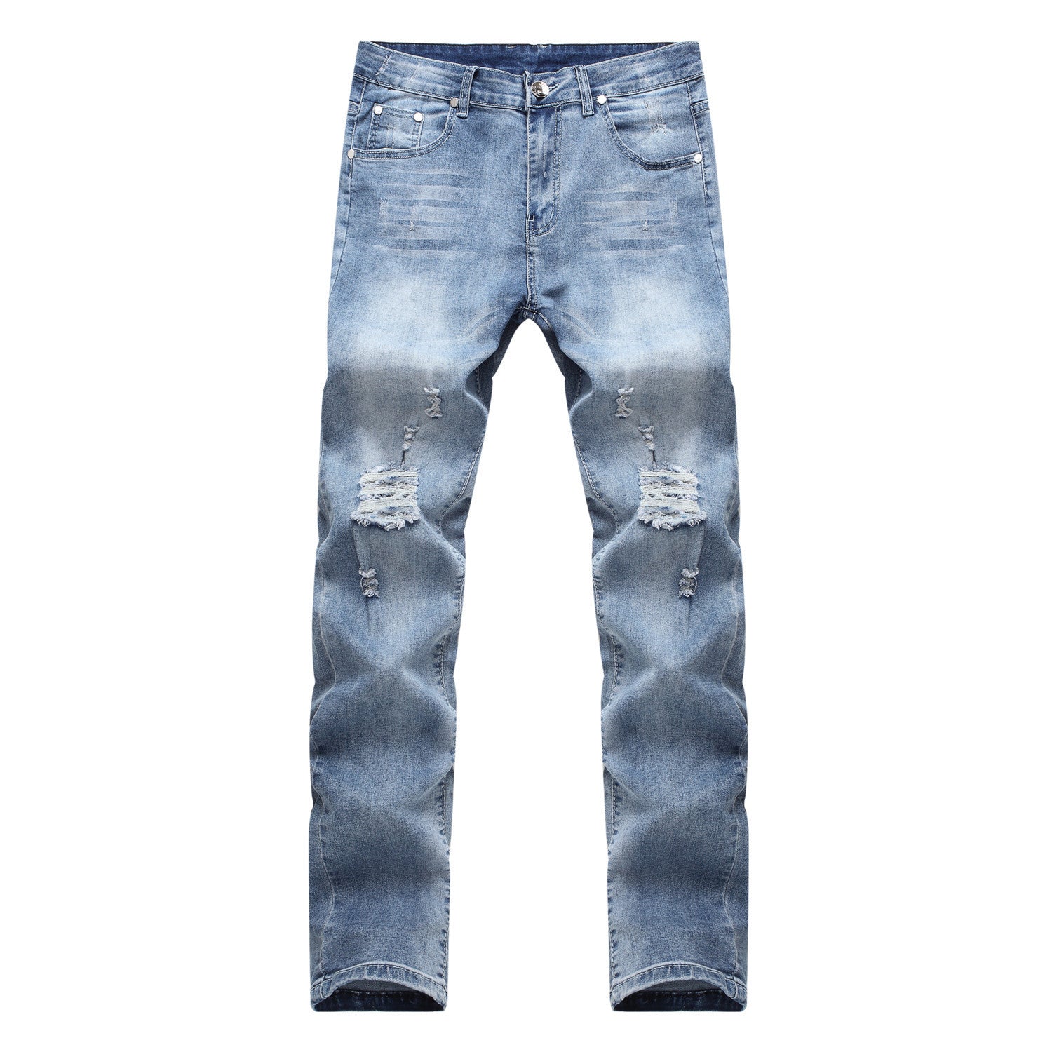High Elastic Ripped Slim Jeans for men