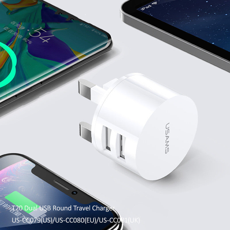Portable Universal Dual USB Phone Charger (US, UK, EU)