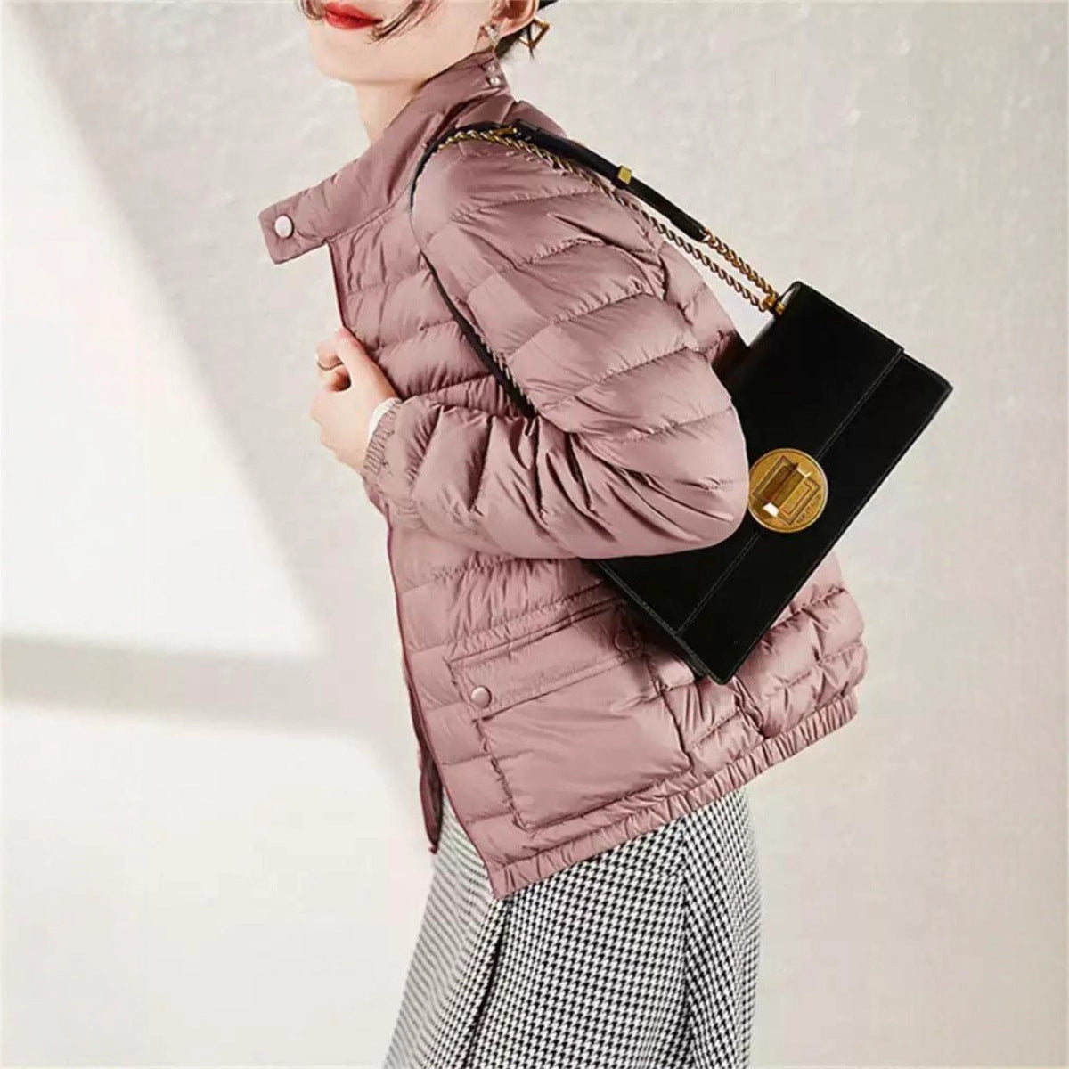 Autumn And Winter New Stand-up Collar Petite Fashion White Duck Short Lightweight Women's Jacket