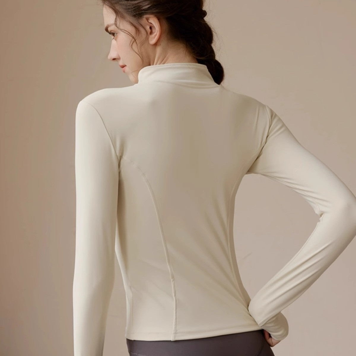 Fleece-lined Stand Collar Top Sports Coat for Women