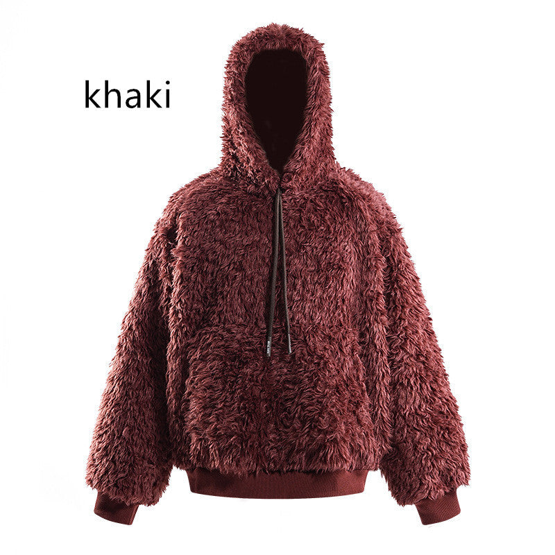 Fashion Plush Hooded Jacket Warm And Loose