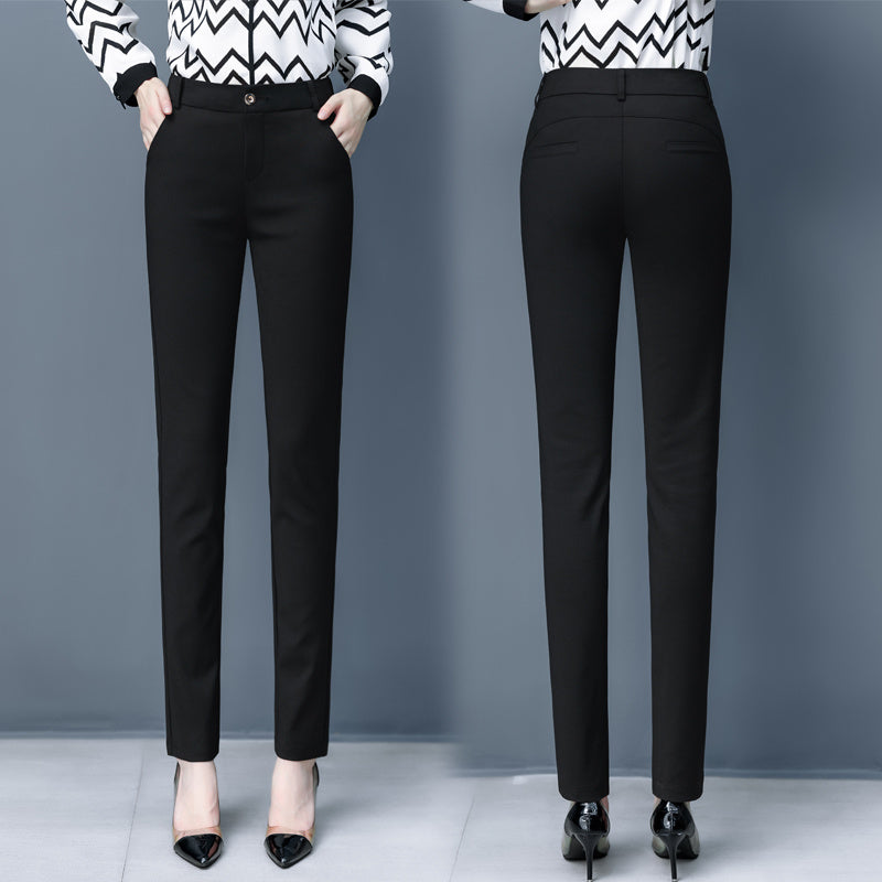 Blue Suit Pants Spring Women's High Waist Career Figure Flattering Drape Skinny Pants
