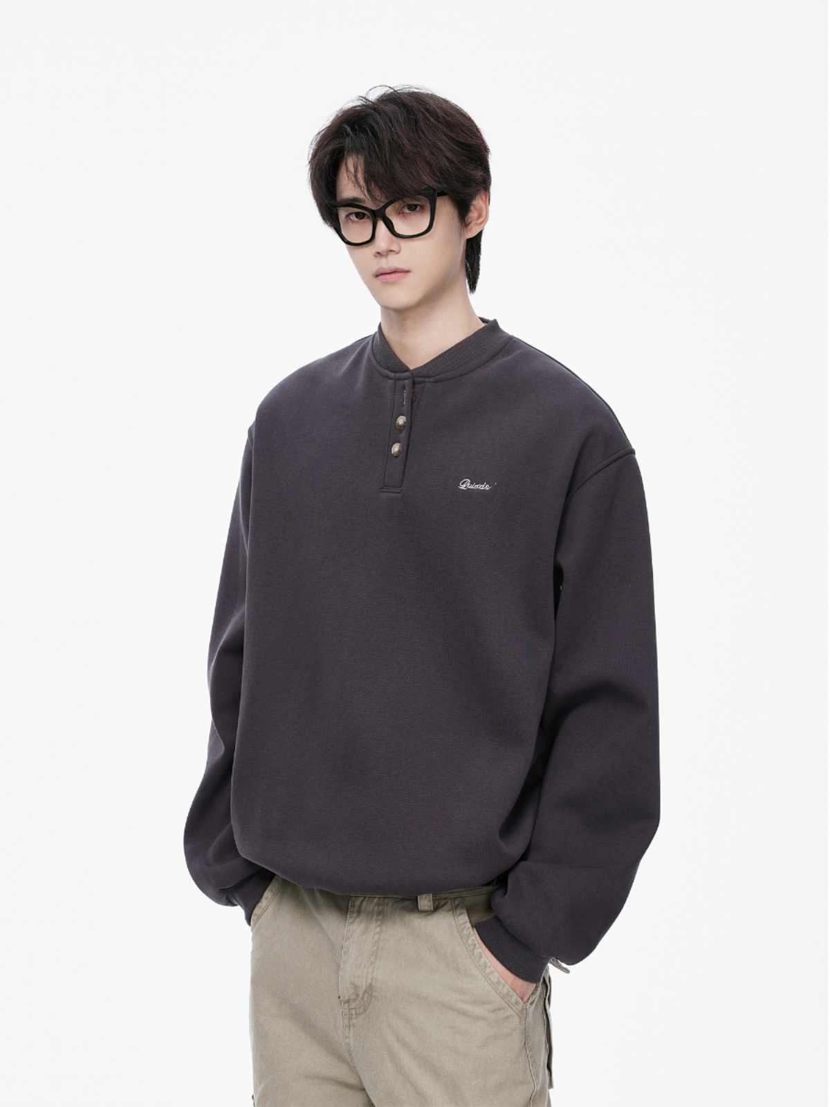 Henry Collar Sweater Men's Loose Pullover Coat