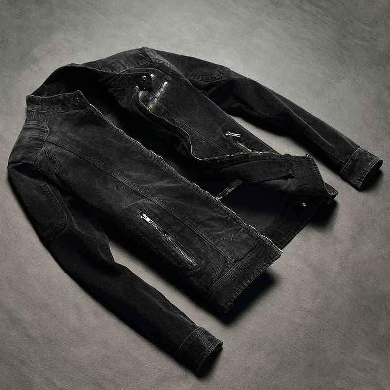 Men's Denim Coat European and American Leisure Vintage Slim-fit Stand Collar Zipper Jacket