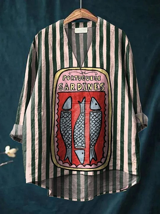 Fashion Digital Printing Large Wide V-neck Top