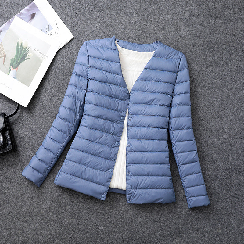 Women's Lightweight Short Inner-wear Round-neck Thermal Jacket