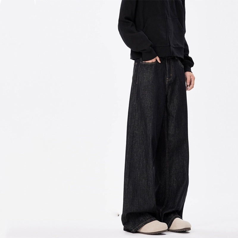 Wear-resistant Loose Straight Casual Wide-leg Neutral Jeans for men