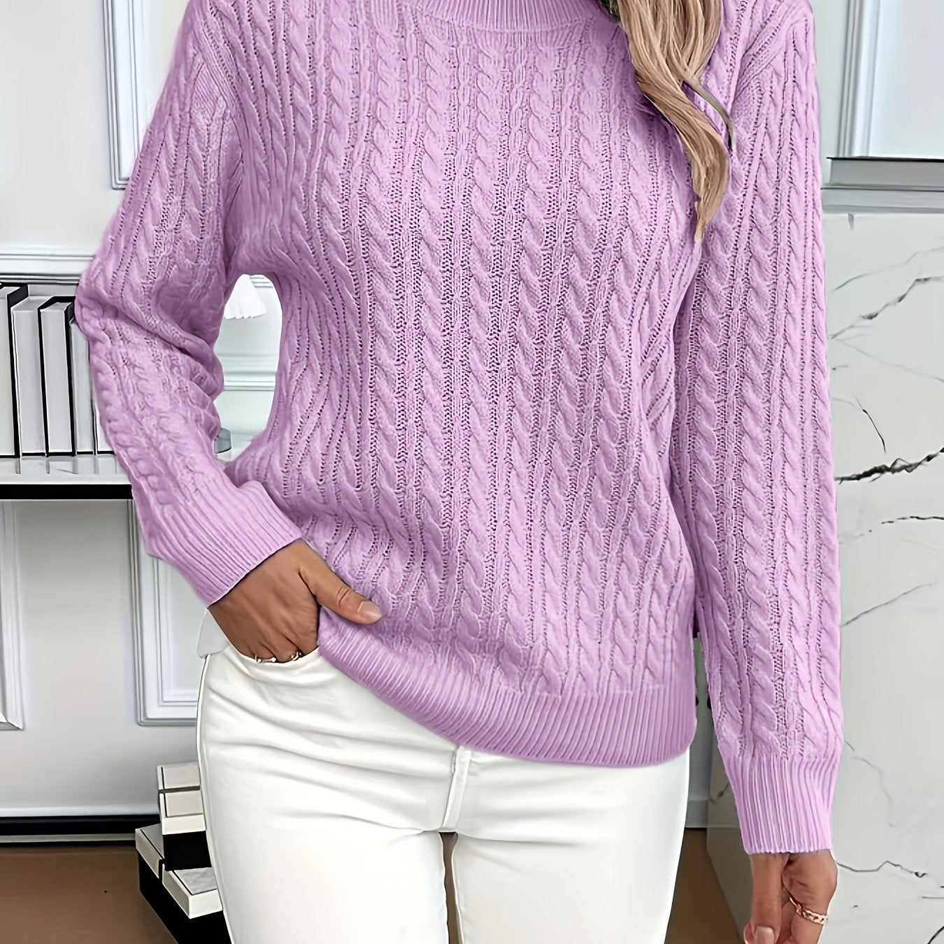 Ins Twist Round Neck Pullover Sweater Fashion Solid Color Long-sleeved Knitted Top for Women