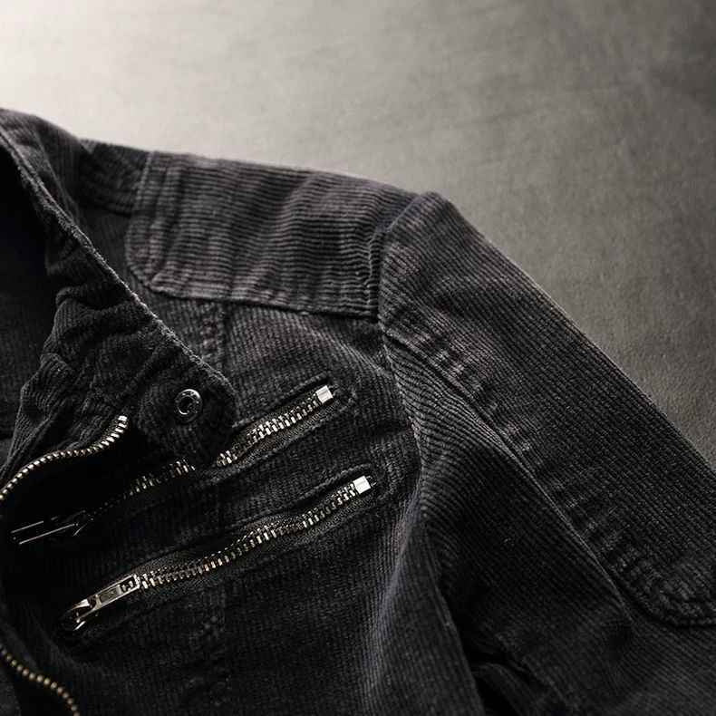 Men's Denim Coat European and American Leisure Vintage Slim-fit Stand Collar Zipper Jacket