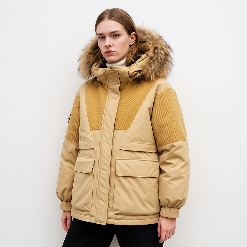 Hooded Jacket Fox Fur Women's Workwear Collar for women