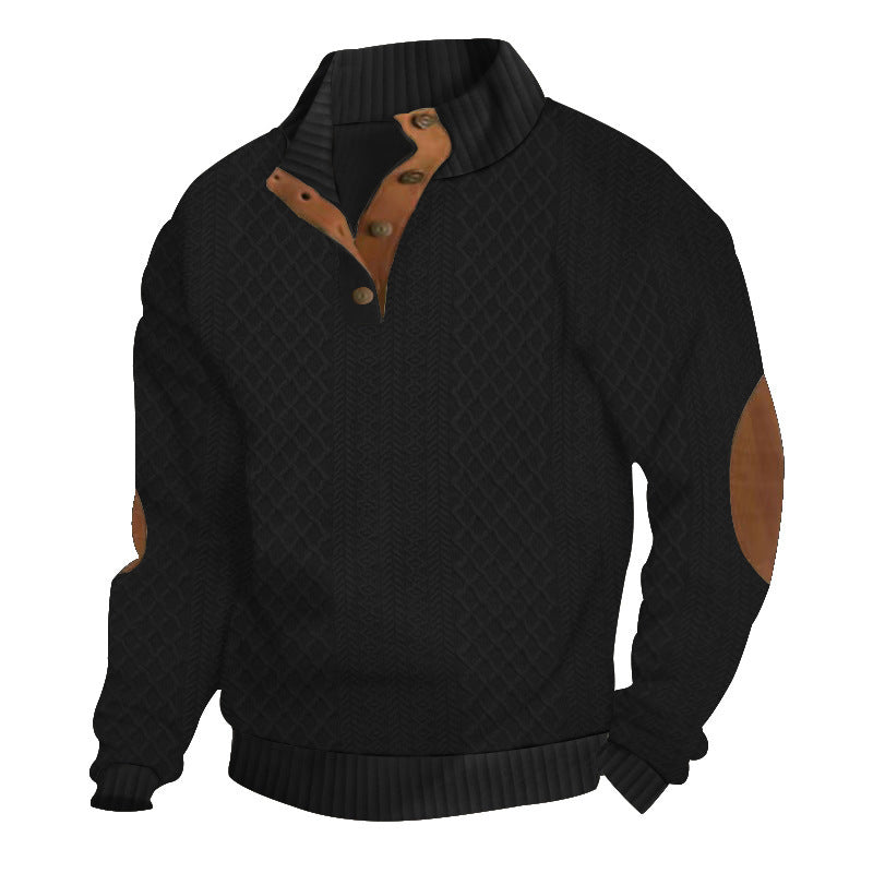 Stand Collar Long Sleeve Jacquard Knitted Pullover Sweater for men