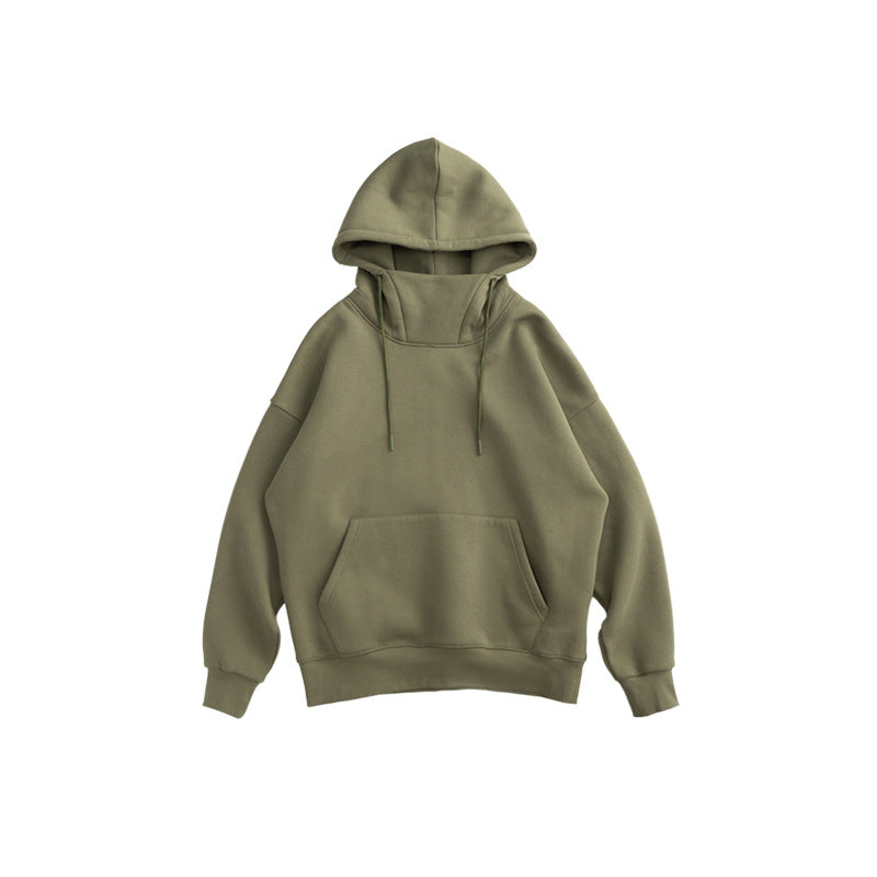 unisex stand-up collar oversize drop shoulder hoodie